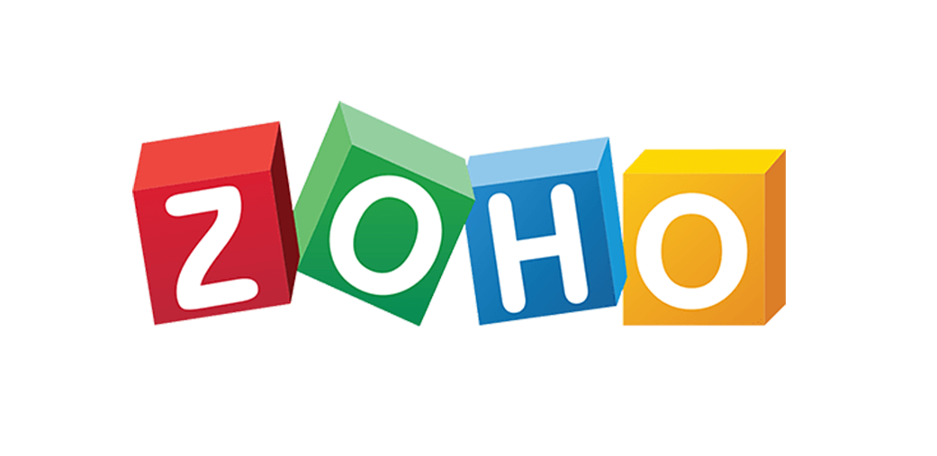 zoho colorful block letters logo on green background